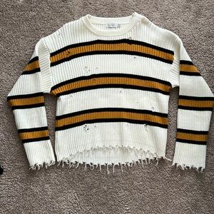 Lush Clothing Black White And Gold Stripe Sweater - Size M